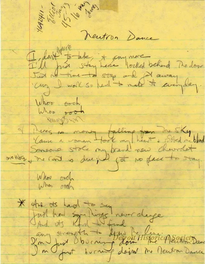 Lyrics, Song - Neutron Dance