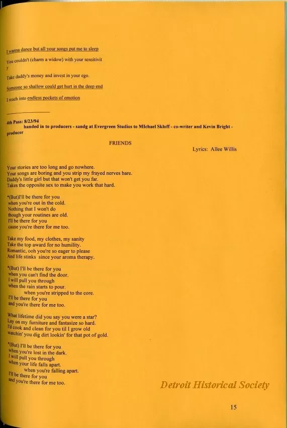 Lyrics, Song - Friends Like Us