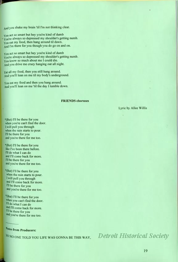 Lyrics, Song - Friends Like Us