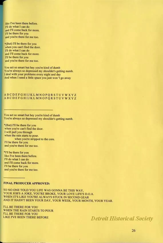 Lyrics, Song - Friends Like Us
