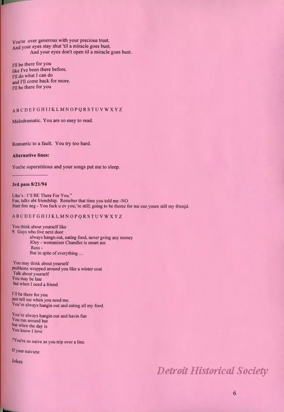 Lyrics, Song - Friends Like Us