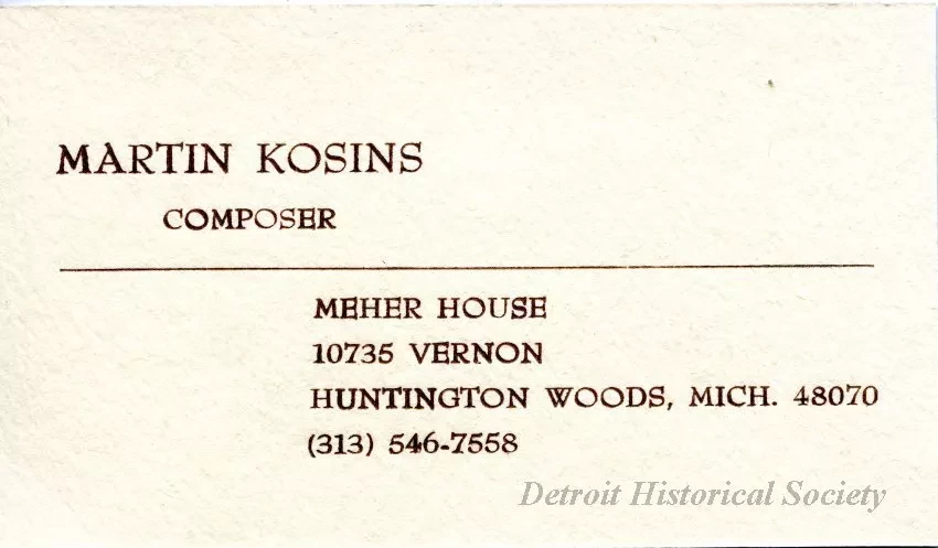 Card, Business - Martin Kosins, Composer
