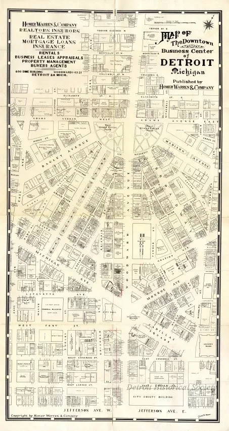 Map - Map of the Downtown Business Center of Detroit, Michigan