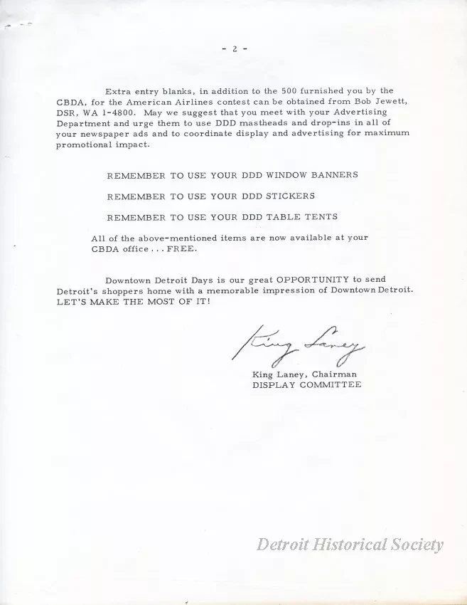 Letter - News Bulletin
Central Business District Association