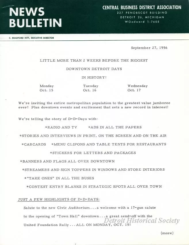 Letter - News Bulletin
Central Business District Association