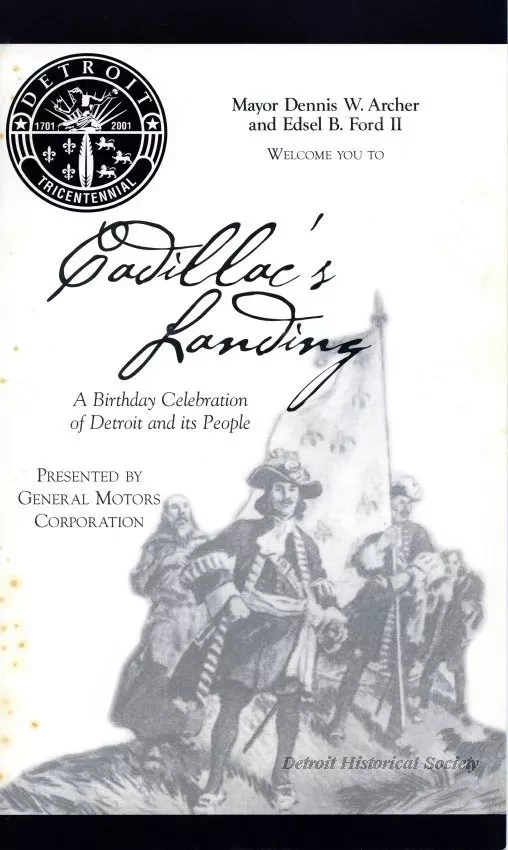 Program - Cadillac's Landing: A Birthday Celebration of Detroit and Its People