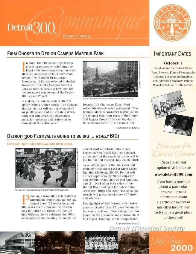 Newsletter - Detroit 300 Communiqué