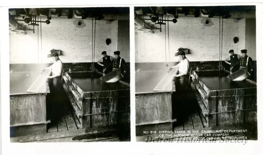 Stereograph - Dipping Tanks In The Enameling Department Of The Hudson Motor Car Company, Hudson Motor Car Co, Detroit, USA