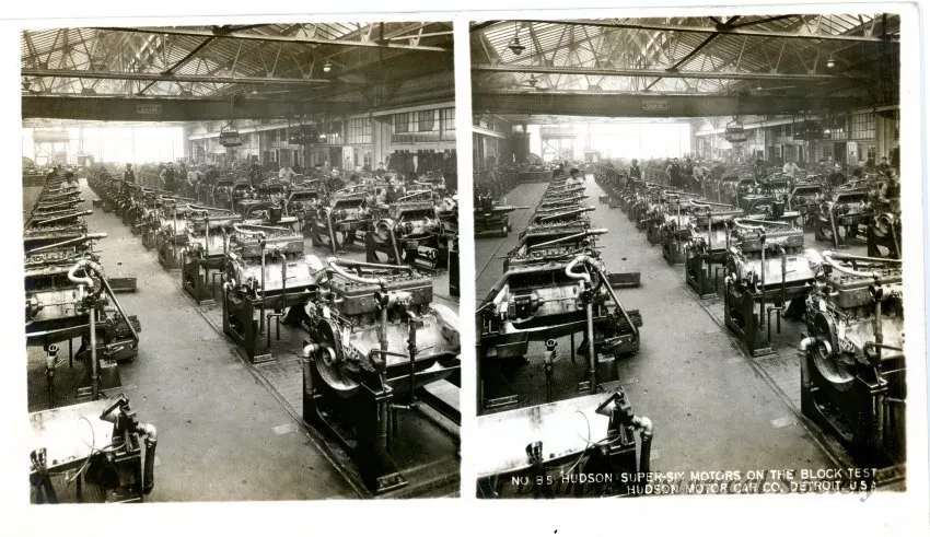 Stereograph - Hudson Super-Six Motors On The Block Test, Hudson Motor Car Co, Detroit, USA