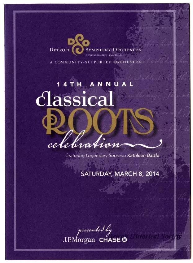 Invitation - 2014 Invitation for the  Detroit Symphony Orchestra 14th Annual Classical Roots Celebration