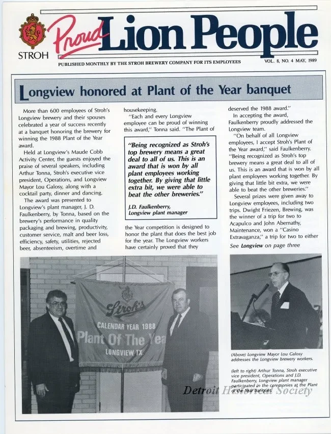 Newsletter - Proud Lion People, Vol. 8, No. 4
May, 1989