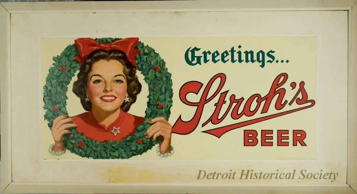 Sign, Advertising - Greetings...
Stroh's Beer