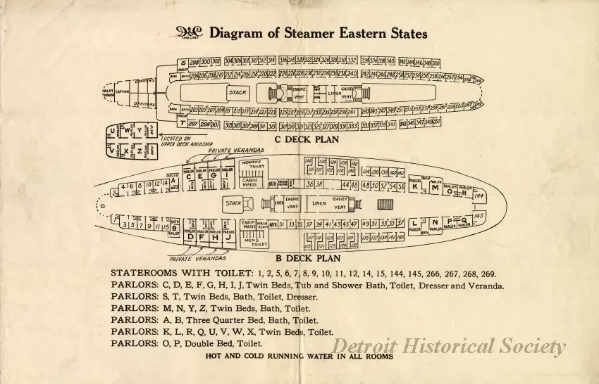 Drawing, Technical - D&C Lake Lines Diagram of Steamer Easter States