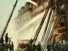 Postcard - Fighting the Flames, Detroit, Mich.