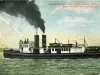 Postcard - "James Battle" Fire Tug in Action, Detroit, Mich. throws 7,500 gallons per minute.