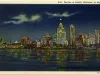Postcard - Skyline of Detroit, Michigan, at Night