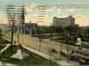 Postcard - View of Grand Circus Park, showing Pingree and Maybury Monuments, Central M.E. Church and Y.M.C.A. Building, Detroit, Mich.