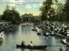 Postcard - Canal, Belle Isle, showing Canoes and Band Stand, Detroit, Mich.