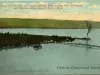 Postcard - Aeroplane View of Belle Isle, showing Bridge, Boat Landing, Boat Club House and Canadian Shore, opposite Detroit, Mich.