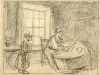 Drawing - Woman with Basinette