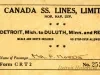 Ticket, Transportation - Canada SS. [Steamship] Lines, Limited
Nor. Nav. Div. [Northern Navigation Division]
