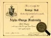 Certificate, Membership - Alpha Omega Fraternity -
George Hull