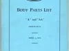 Booklet - Ford Motor Company Body Parts List "A" and "AA" 1928-1931