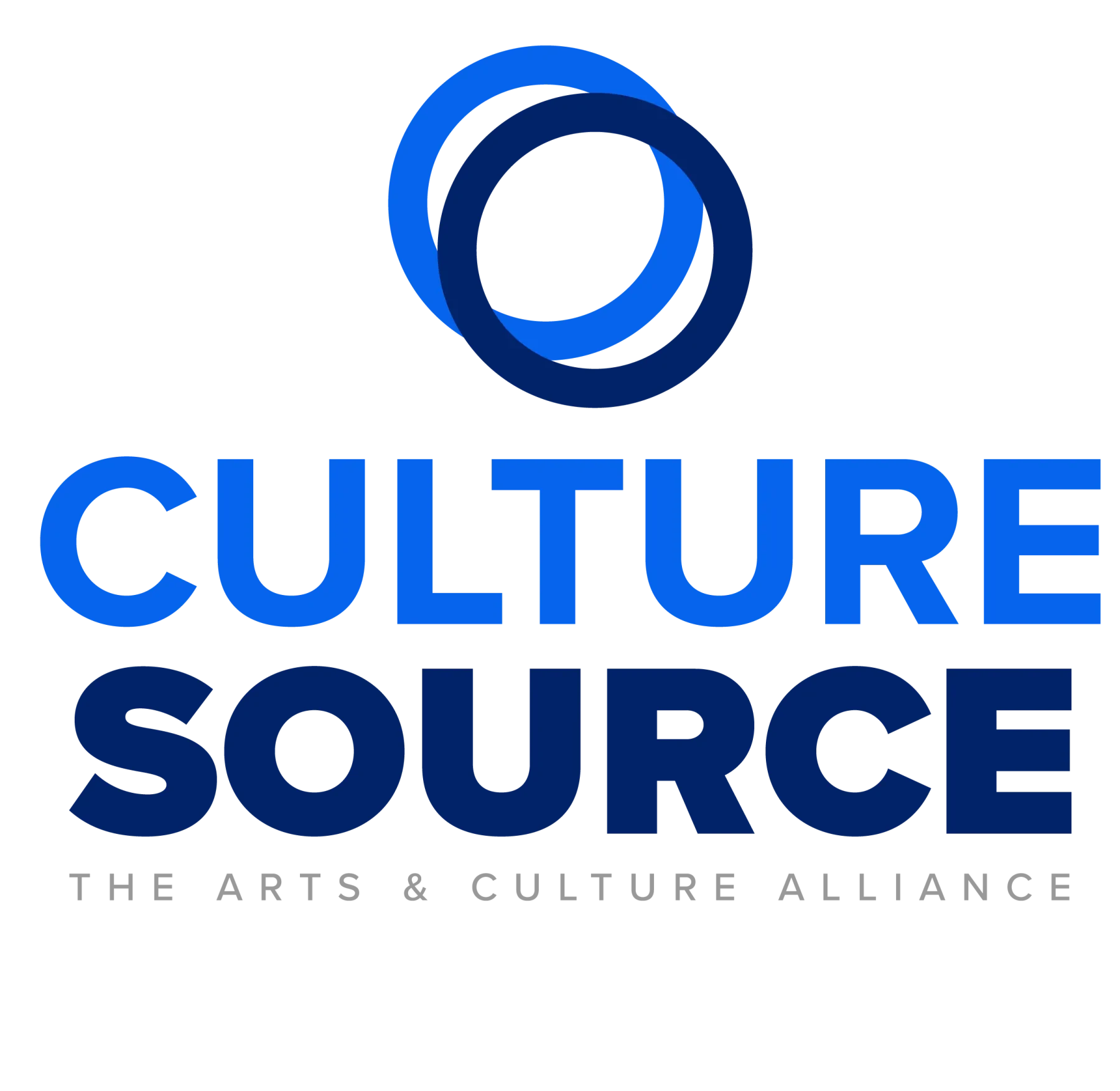 CultureSource logo with two overlapping blue circles and text, "The Arts & Culture Alliance."
