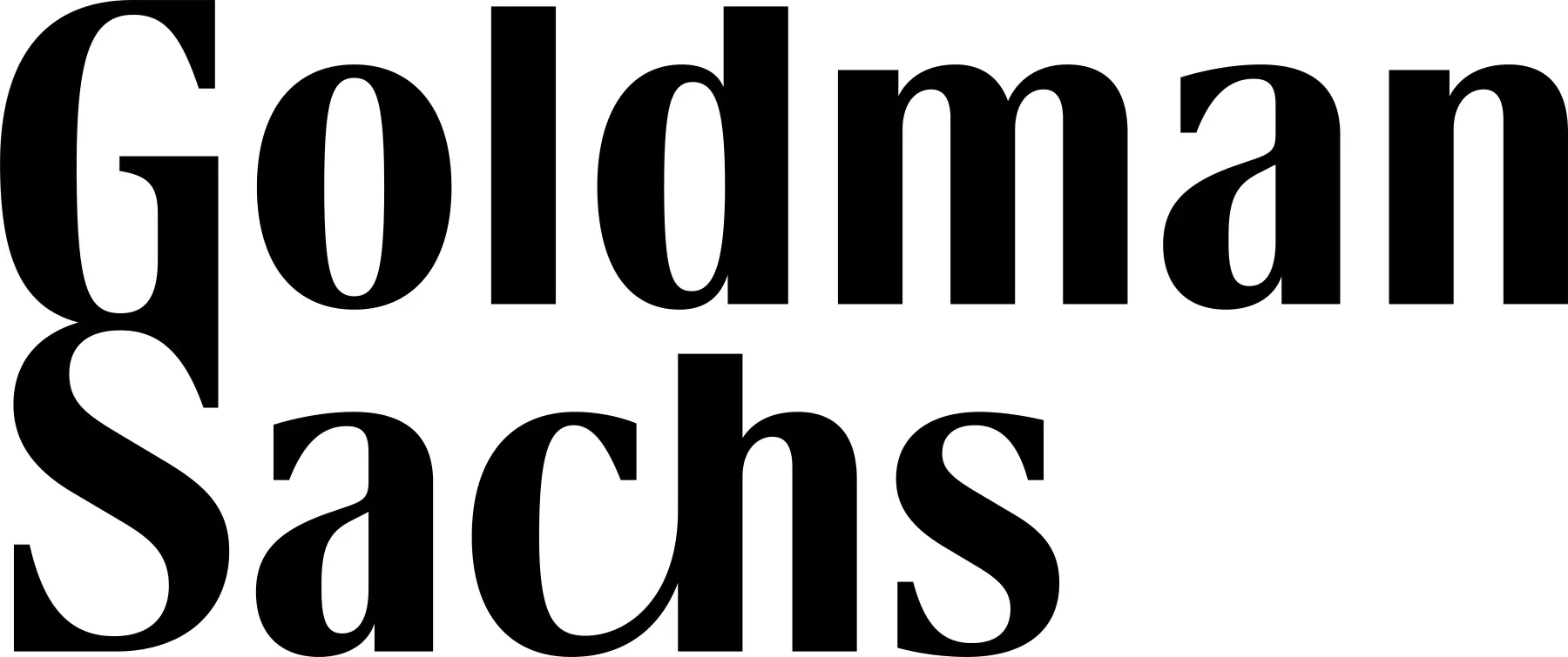 Goldman Sachs logo with bold black text on a white background.